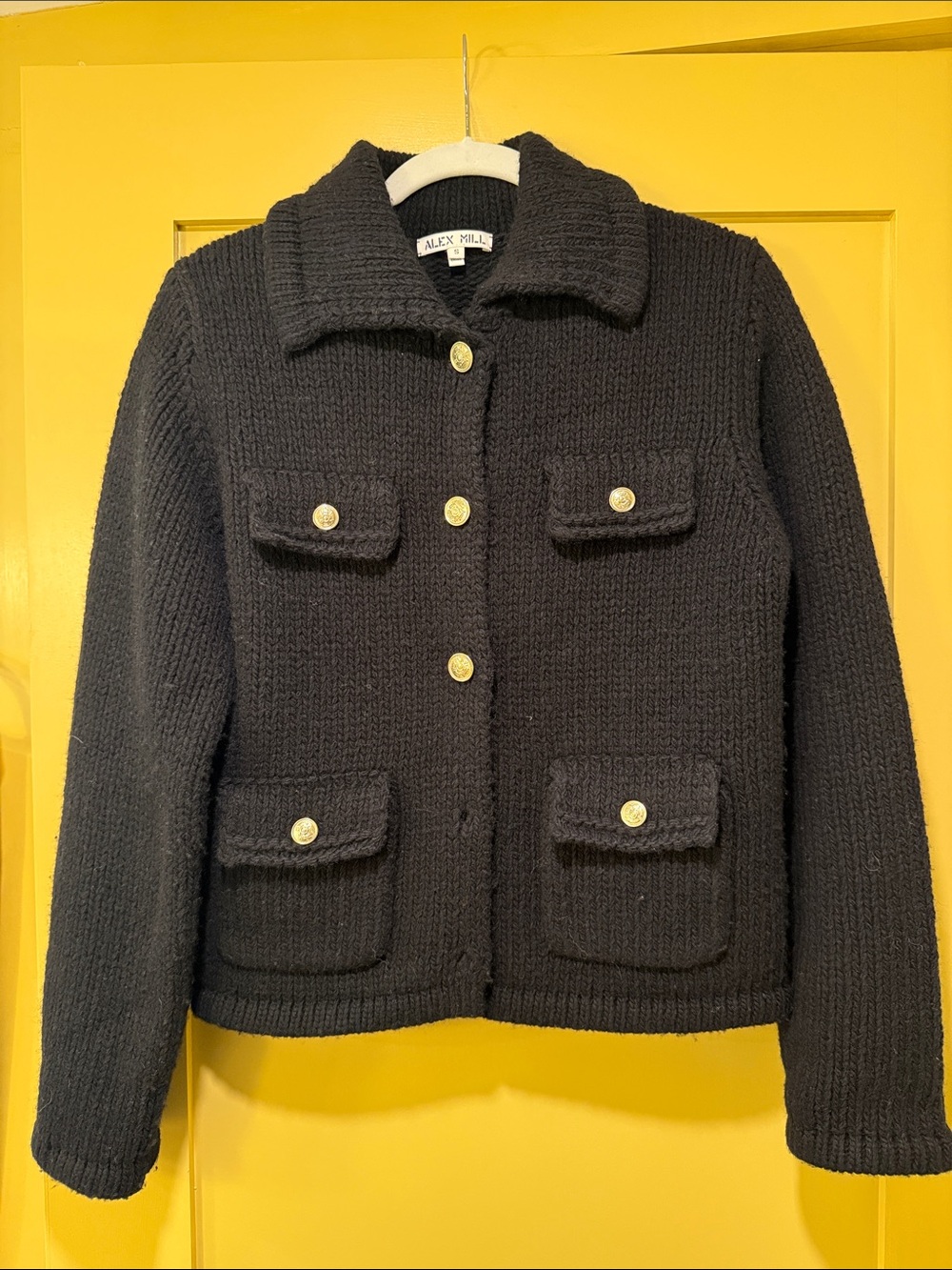 Alex Mill Edinburgh Black Chunky Knit Button Jacket never worn